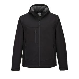 Portwest KX362 Men’s Waterproof Softshell Jacket – KX3 Workwear Windproof Hooded Jacket Black, X-Large(Black)