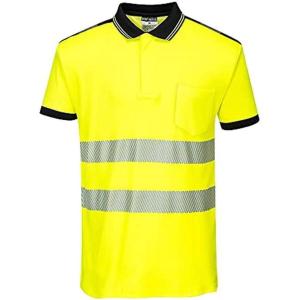 Portwest PW3 Hi-Vis Polo Shirt S/S – T180, Yellow/Black, Medium