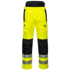 Portwest PW342 Men’s PW3 Hi Vis Waterproof Safety Rain Pants, Lightweight and Flexible Workwear Yellow/Black, Large(Medium)