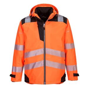 Portwest PW365 Men’s Hi Vis Waterproof Rain Jacket – Reflective 3-in-1 Safety Jacket with Detachable Full Zip Sweatshirt Yellow/Black, X-Large(Orange/Black)