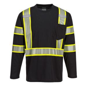 Portwest S346 Iona Plus Long Sleeve Reflective T-Shirt Black, 3X-Large