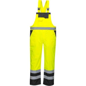 Portwest S488 Waterproof Hi Vis Safety Overalls, Contrast Bib and Brace Breathable Workwear Yellow/Black, 5X-Large(Yellowblack)