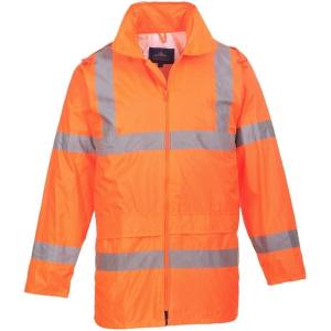 Portwest UH440 Men’s Lightweight Waterproof Hi Vis Reflective Rain Jacket(Orange)