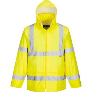 Portwest UH440 Men’s Lightweight Waterproof Hi Vis Reflective Rain Jacket(Yellow)