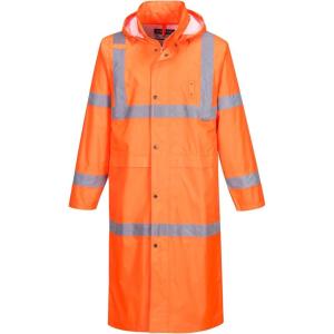 Portwest UH445 Men’s Classic Raincoat Waterproof Hi Vis Reflective Long Rain Jacket ANSI Class 3 Yellow(Orange)