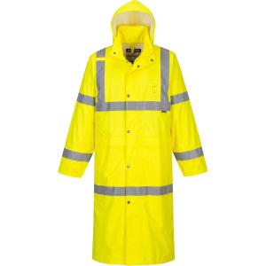 Portwest UH445 Men’s Classic Raincoat Waterproof Hi Vis Reflective Long Rain Jacket ANSI Class 3 Yellow(Yellow)
