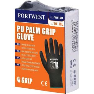 Portwest Vending PU Palm Handling Work Protective Safety Grip Resistant ANSI 105, Gray, X Small(Black)