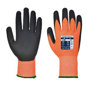 Portwest Vis-Tex PU Cut Resistant Glove Safety Work Wear Protective Gloves Coated ANSI 105, OrangeBlack, X Large(OrangeBlack)