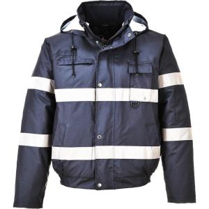 Portwest Iona Lite Bomber Jacket Reflective Work Protection Safety Warning Hi Vis, Black, XXL(Navy)