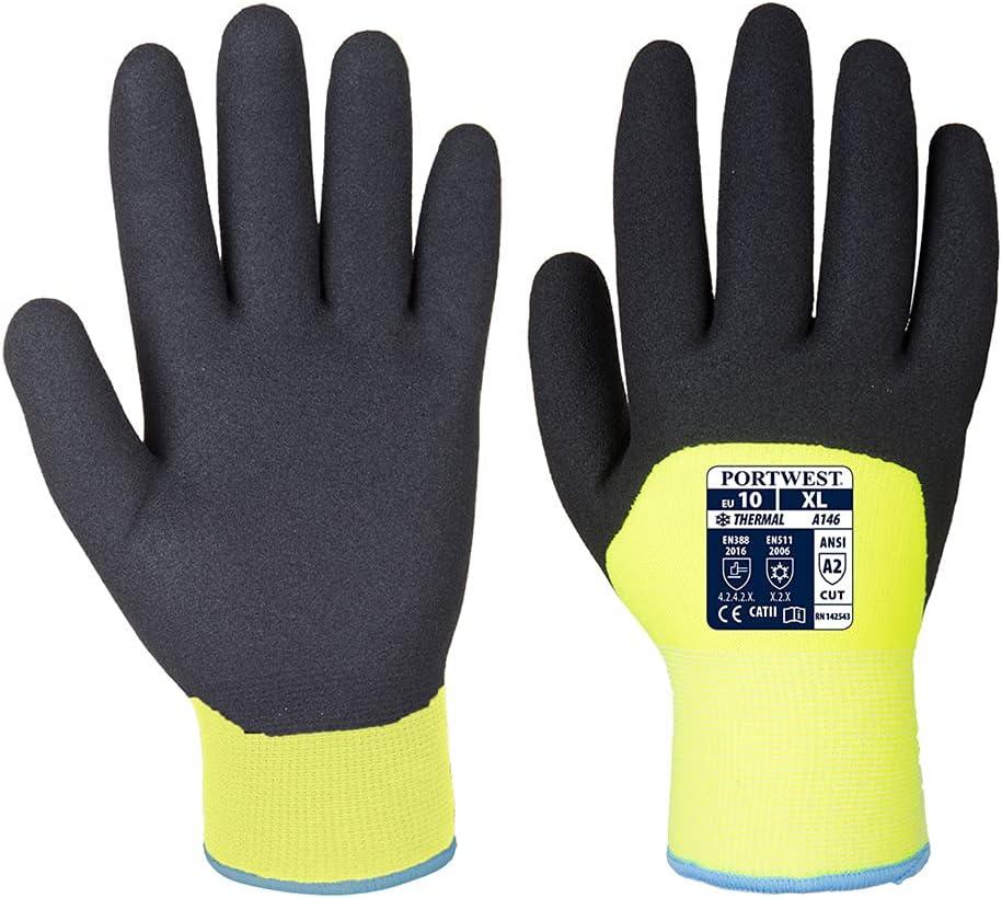 image:imagePortwest A146 Arctic Winter Glove with Flexible Sandy Nitrile Coating Grip ANSI Yellow LargeYellow