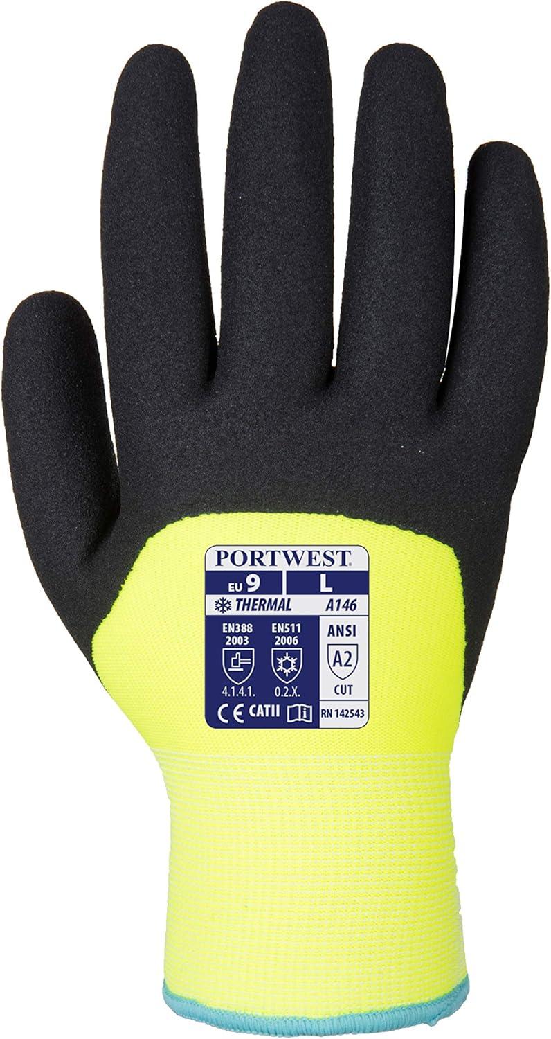 image:imagePortwest A146 Arctic Winter Glove with Flexible Sandy Nitrile Coating Grip ANSI Yellow LargeYellow