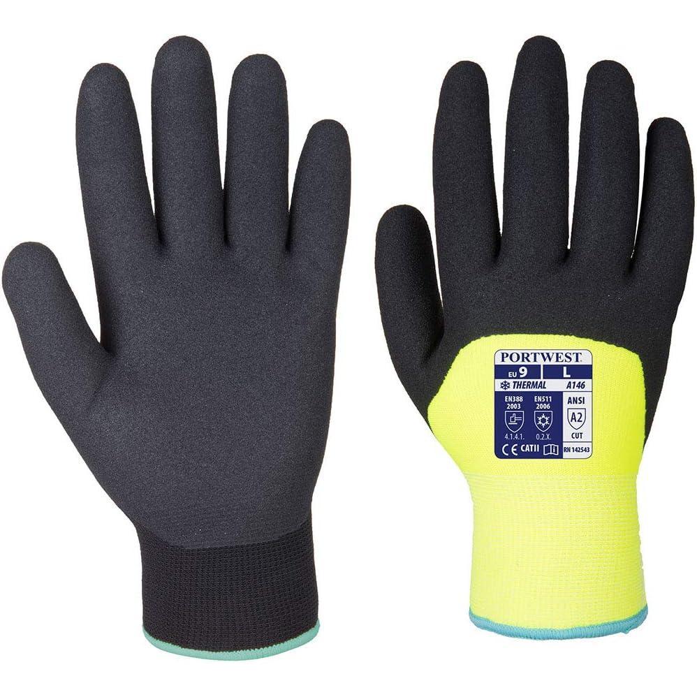 image:imagePortwest A146 Arctic Winter Glove with Flexible Sandy Nitrile Coating Grip ANSI Yellow LargeYellow