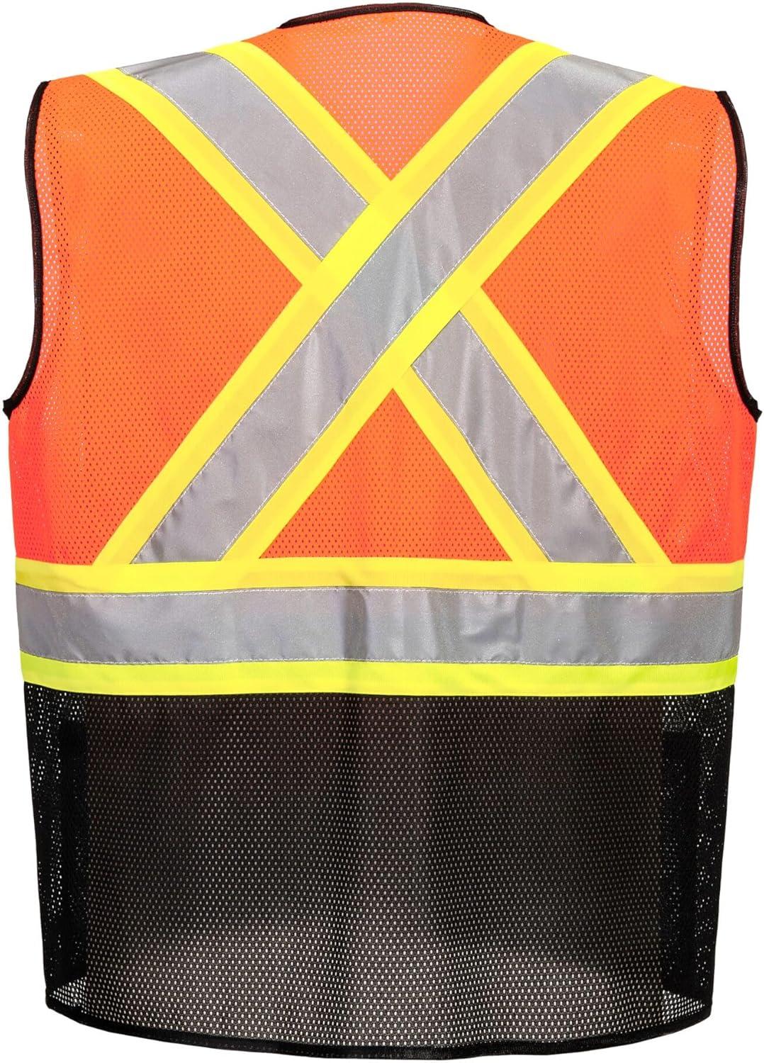 image:imagePortwest US395 Frisco Hi Vis X Back Contrast Executive Vest Black Mesh Safety Waistcoat Reflective High VisibilityOrangeBlack