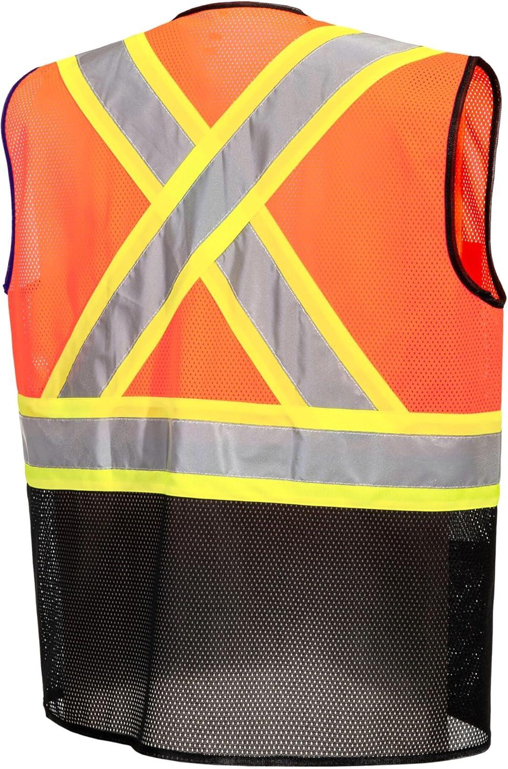 image:imagePortwest US395 Frisco Hi Vis X Back Contrast Executive Vest Black Mesh Safety Waistcoat Reflective High VisibilityOrangeBlack