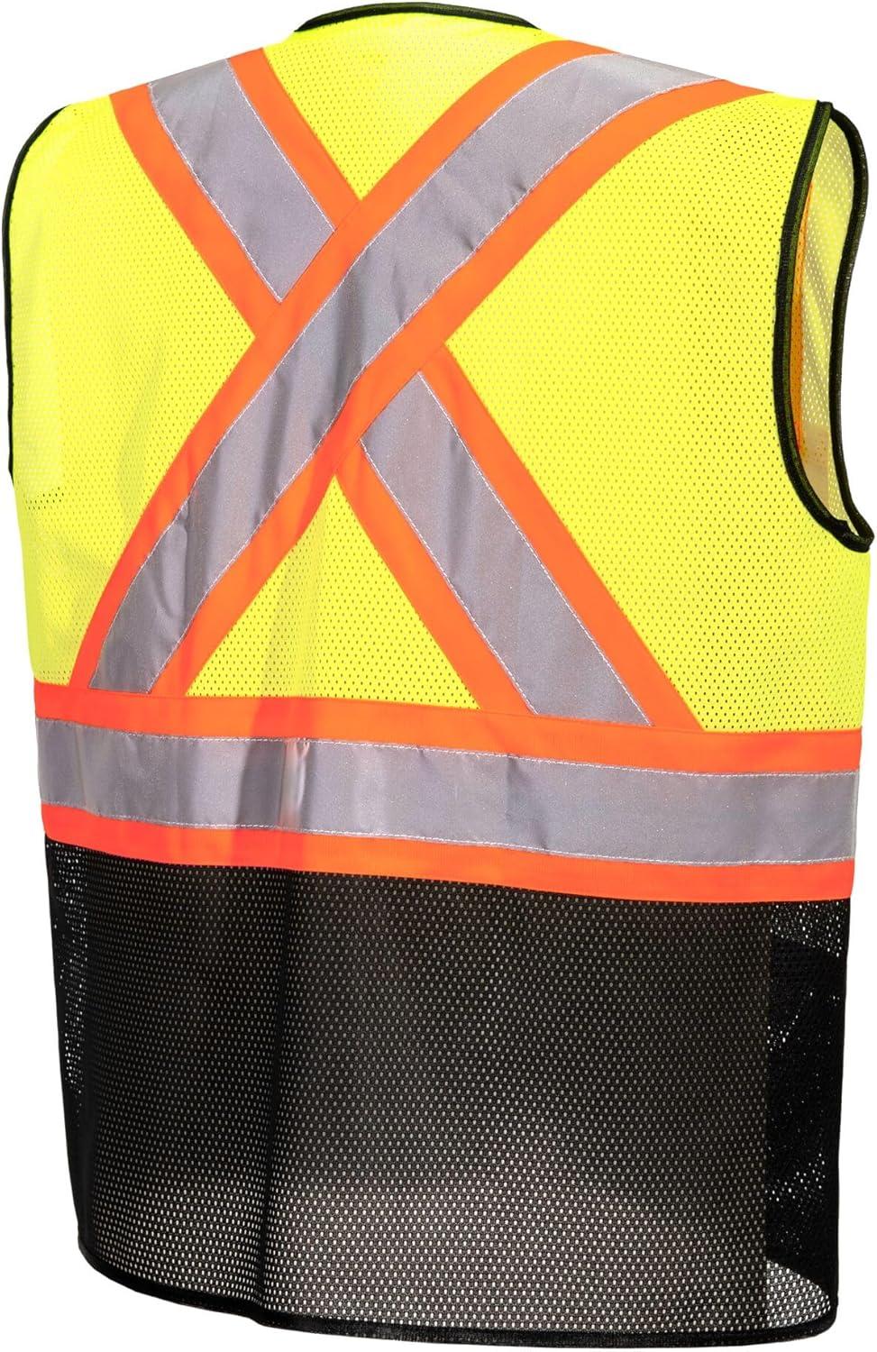 image:imagePortwest US395 Frisco Hi Vis X Back Contrast Executive Vest Black Mesh Safety Waistcoat Reflective High VisibilityYellowBlack
