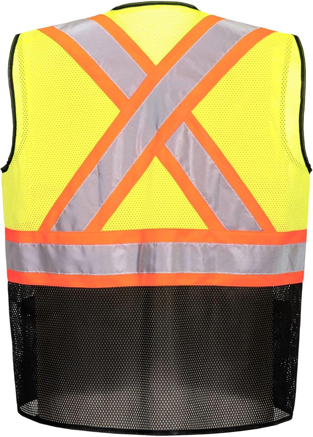 image:imagePortwest US395 Frisco Hi Vis X Back Contrast Executive Vest Black Mesh Safety Waistcoat Reflective High VisibilityYellowBlack