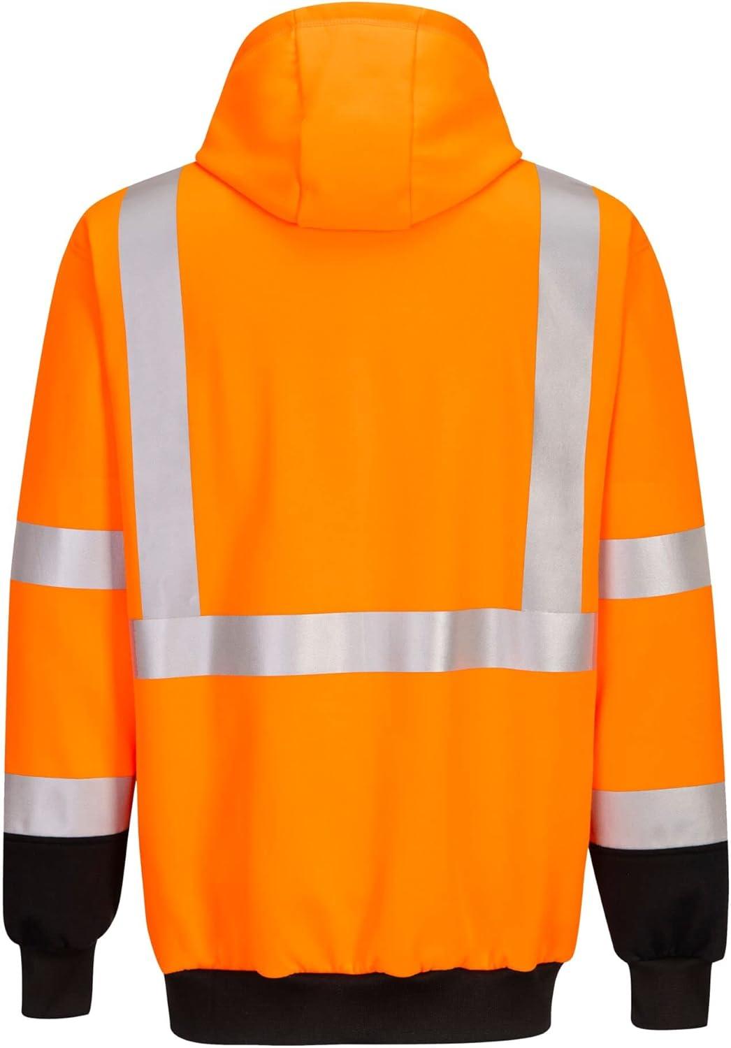 image:imagePortwest UB324 Two Tone Hooded Sweatshirt High Visibility Work Hoodie With Brushed Back Warmth And Durable Polyester CottonOrangeBlack
