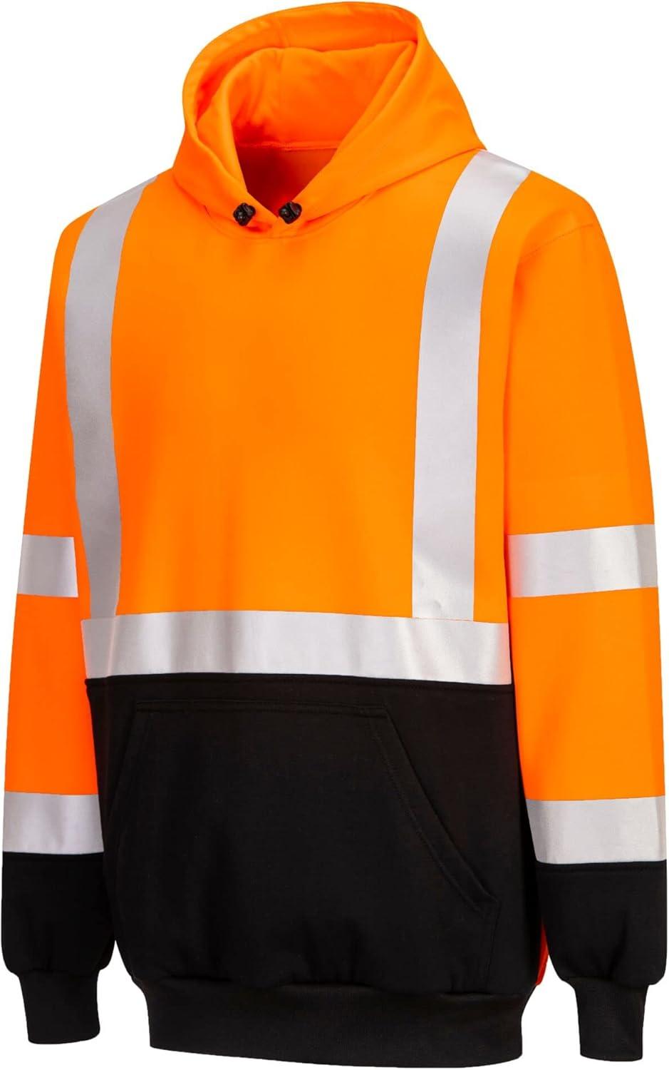image:imagePortwest UB324 Two Tone Hooded Sweatshirt High Visibility Work Hoodie With Brushed Back Warmth And Durable Polyester CottonOrangeBlack
