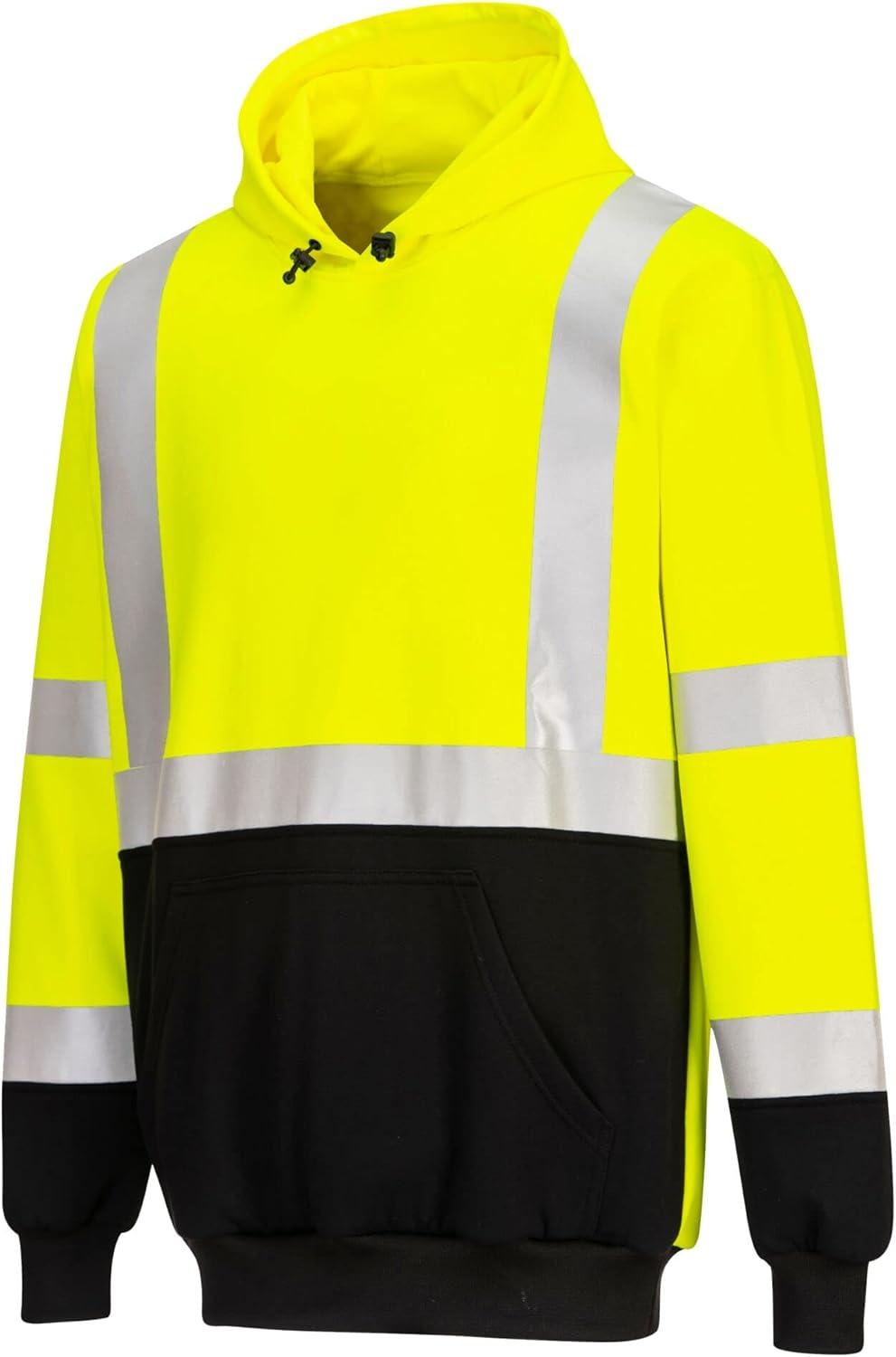 image:imagePortwest UB324 Two Tone Hooded Sweatshirt High Visibility Work Hoodie With Brushed Back Warmth And Durable Polyester CottonYellowBlack