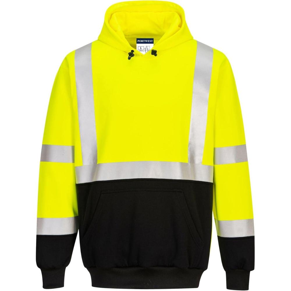 image:imagePortwest UB324 Two Tone Hooded Sweatshirt High Visibility Work Hoodie With Brushed Back Warmth And Durable Polyester CottonYellowBlack