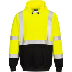 Portwest UB324 Two Tone Hooded Sweatshirt High Visibility Work Hoodie With Brushed Back Warmth And Durable Polyester Cotton(Yellow/Black)