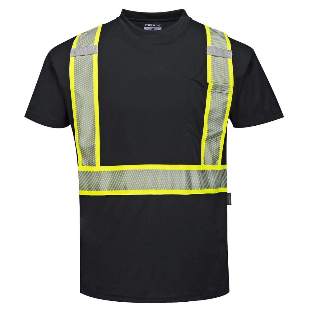 image:imagePortwest S396 Iona Short Sleeve Safety Work T Shirt with HiVis Reflective Tape 3 XLBlack