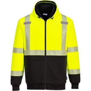 Portwest UB325 Hi Vis Thermal Two Tone Zipped Hoodie With Fleece Lining And Segmented Reflective Tape For Warmth,Visibility(Yellow/Black)