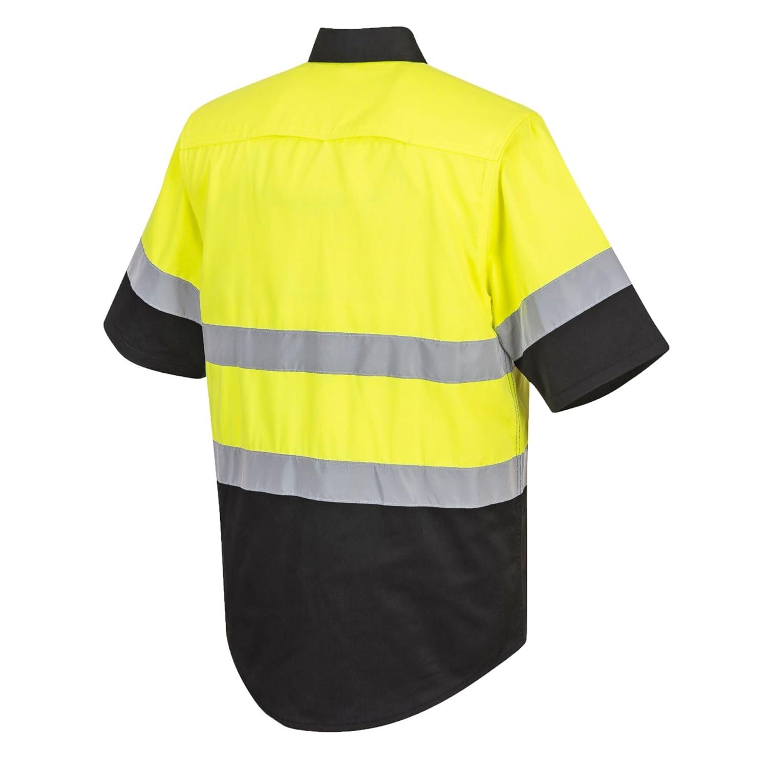 image:imagePortwest E067 Two Tone Short Sleeve ANSI Work Shirt YellowBlack 3XLargeYebk