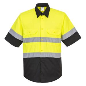 Portwest E067 Two Tone Short Sleeve ANSI Work Shirt Yellow/Black, 3X-Large(Yebk)