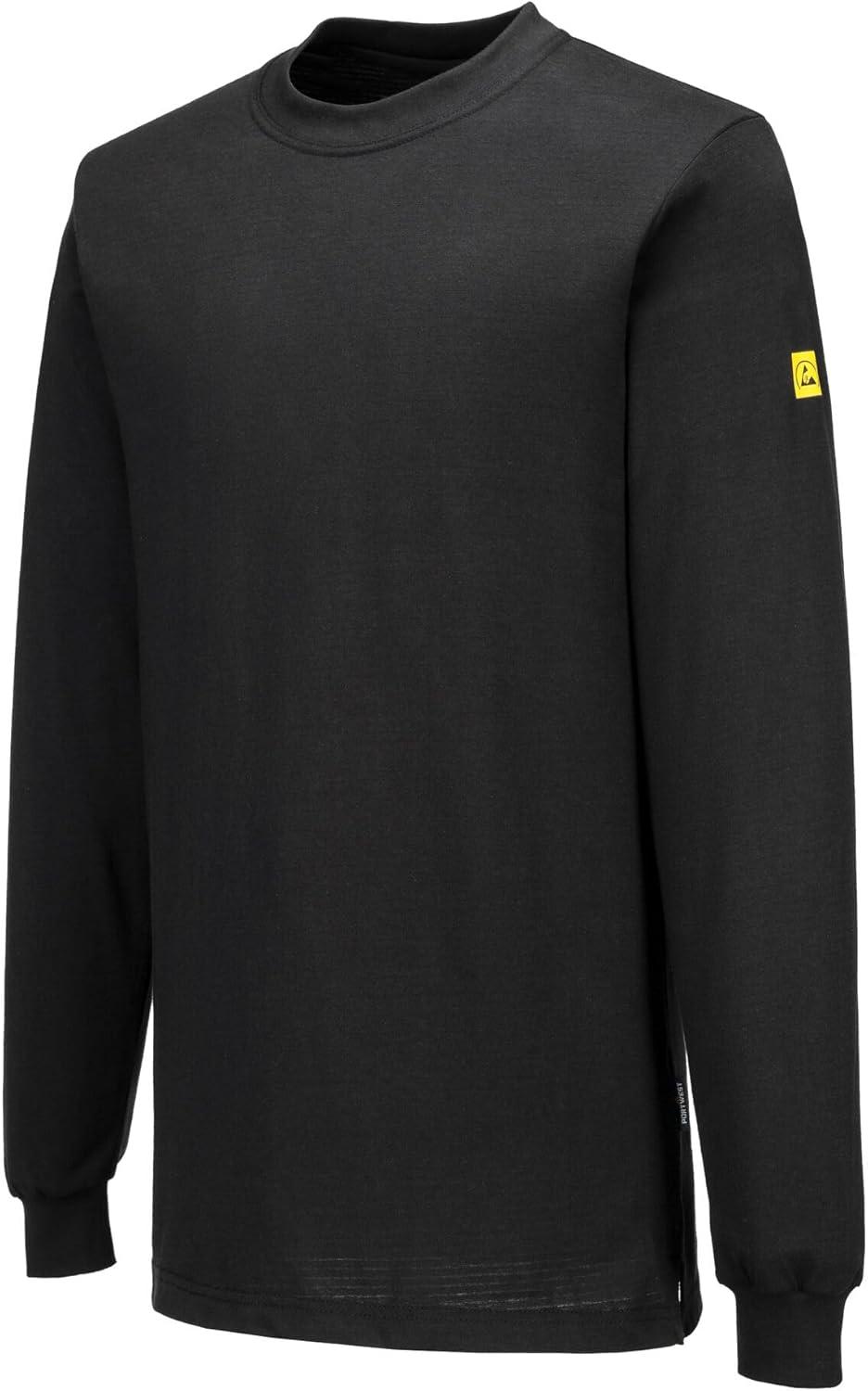 image:imagePortwest AS22 Anti Static ESD Long Sleeve T Shirt Lightweight Cotton Comfort Fit Workwear Zoom Gray SBlack