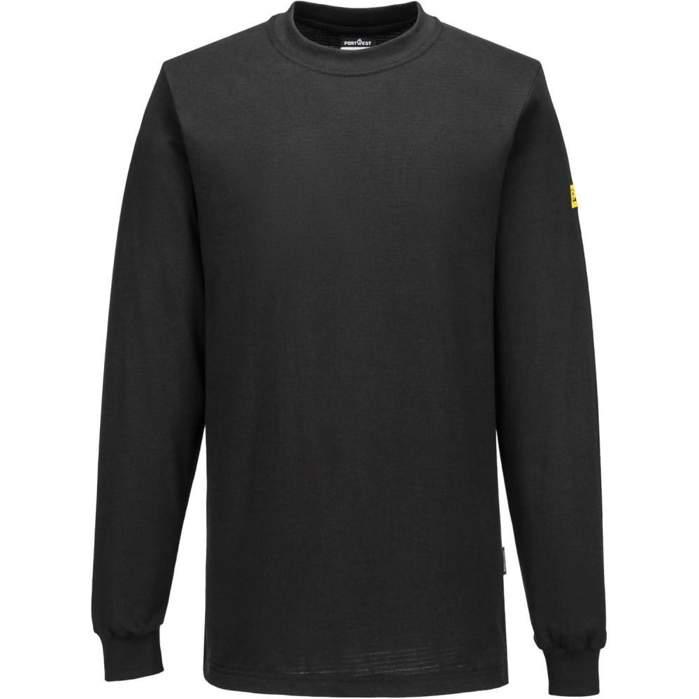 image:imagePortwest AS22 Anti Static ESD Long Sleeve T Shirt Lightweight Cotton Comfort Fit Workwear Zoom Gray SBlack