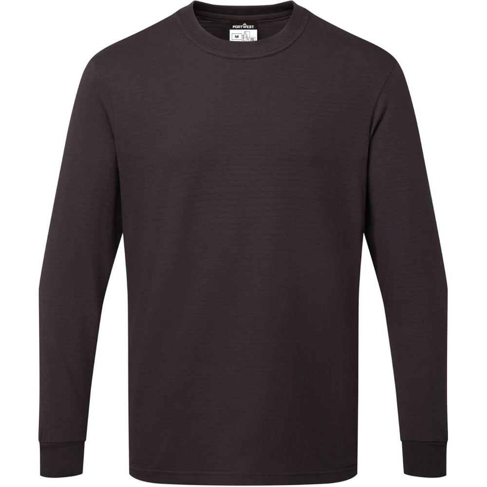 image:imagePortwest AS22 Anti Static ESD Long Sleeve T Shirt Lightweight Cotton Comfort Fit Workwear Zoom Gray SNavy