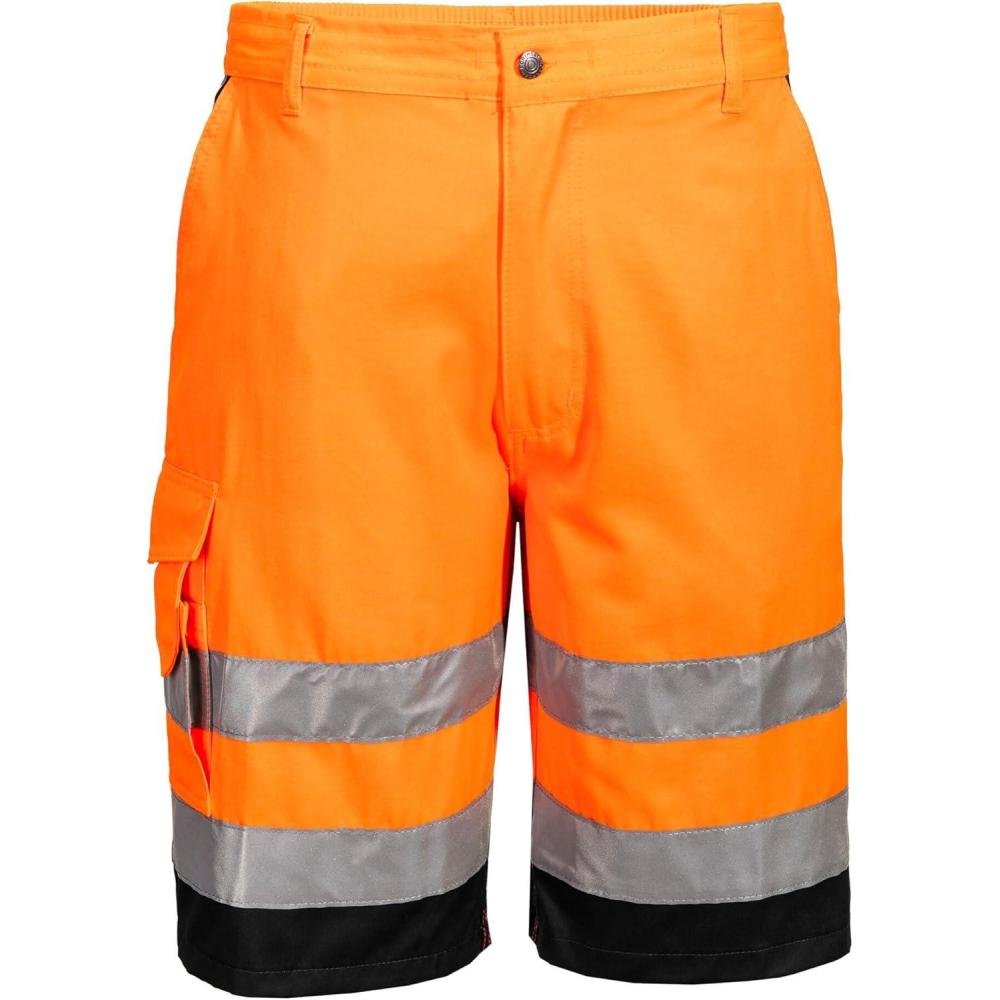 image:imagePortwest L043 Hi Vis Lightweight Work Shorts with Reflective Tape and Multi Pocket StorageOrangeBlack