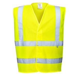 Portwest Hi-Vis FR Treated Vest Viz Reflective Work Safety Gilet Utility Visability ANSI 2, LXL Yellow(Yellow)