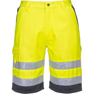 Portwest L043 Hi Vis Lightweight Work Shorts with Reflective Tape and Multi Pocket Storage(Yellow/Black)